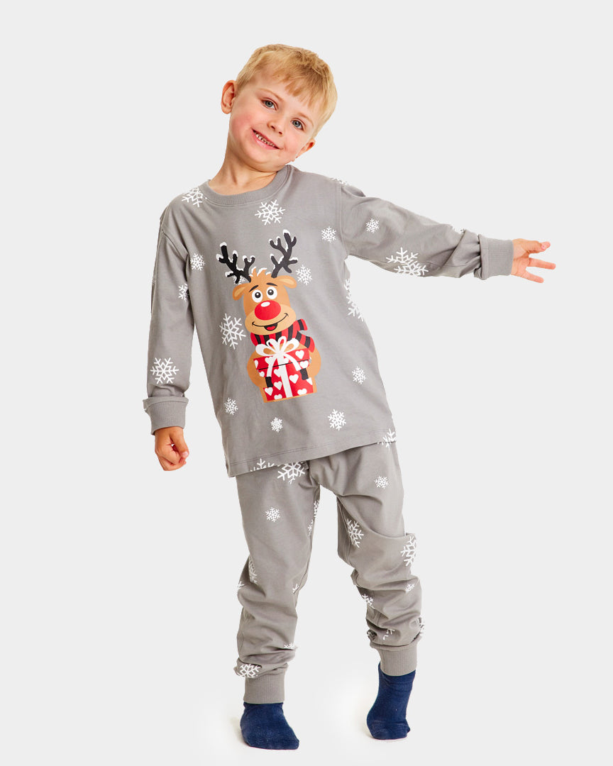 Pyjama de Noël pour Enfants Gris avec Rudolph le Renne