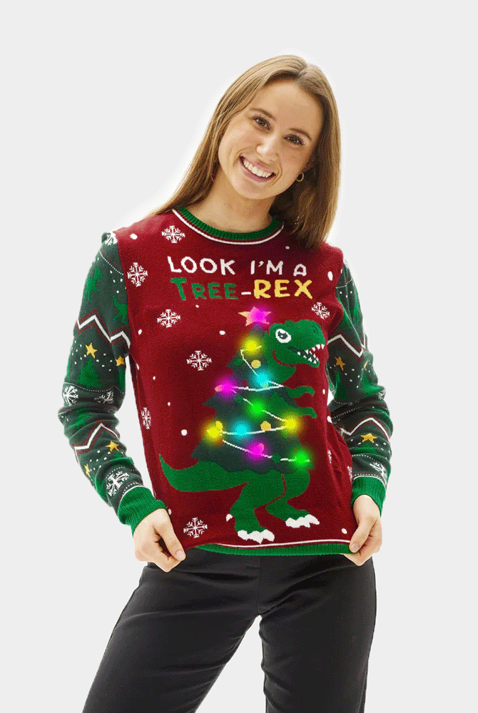 Pull de Noël Lumineux LED Christmas Tree-Rex femme