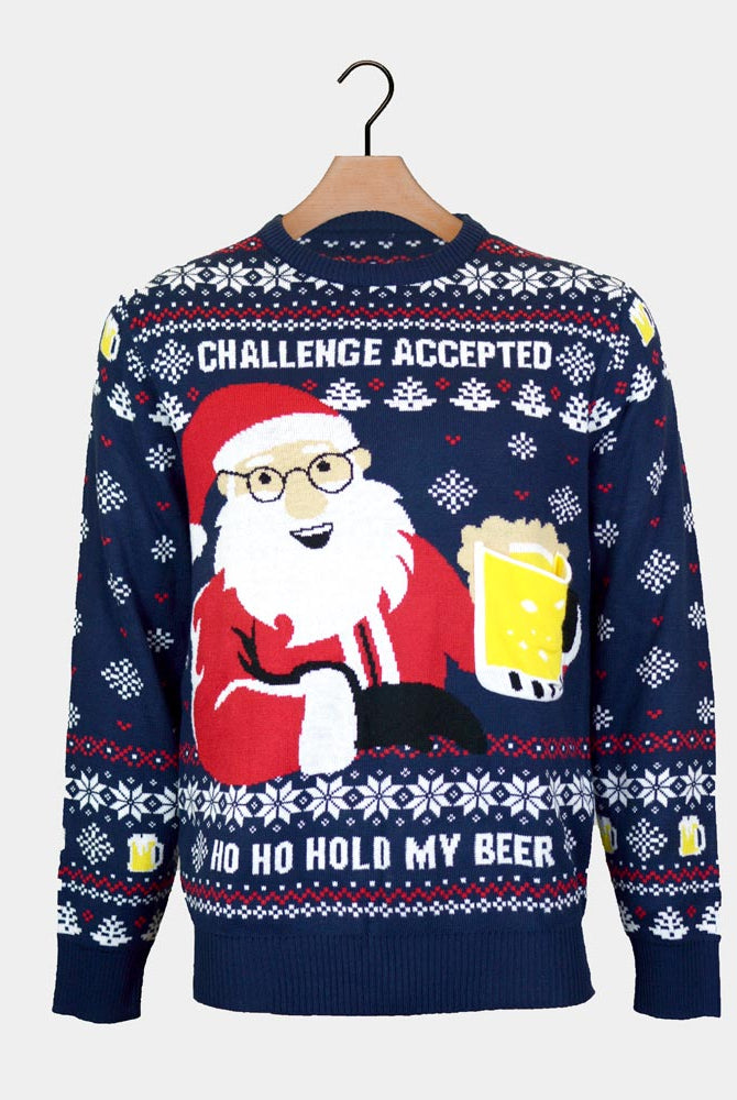 Pull de Noël Couple Beer Pocket 3D