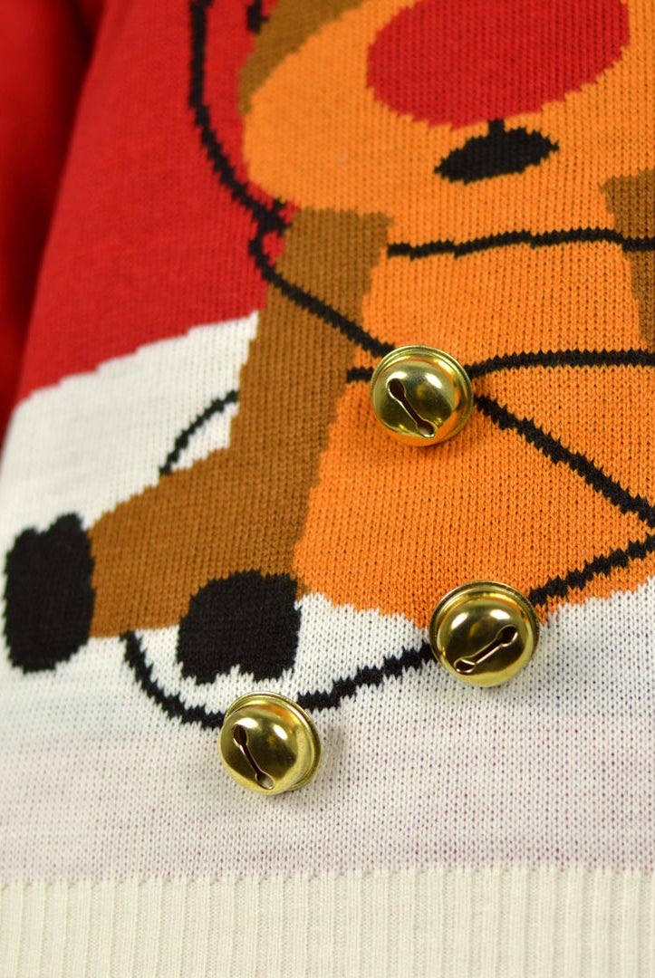 Pull de Noël pour Couple Rouge Jingle Bells Suck Grelots 3D detail