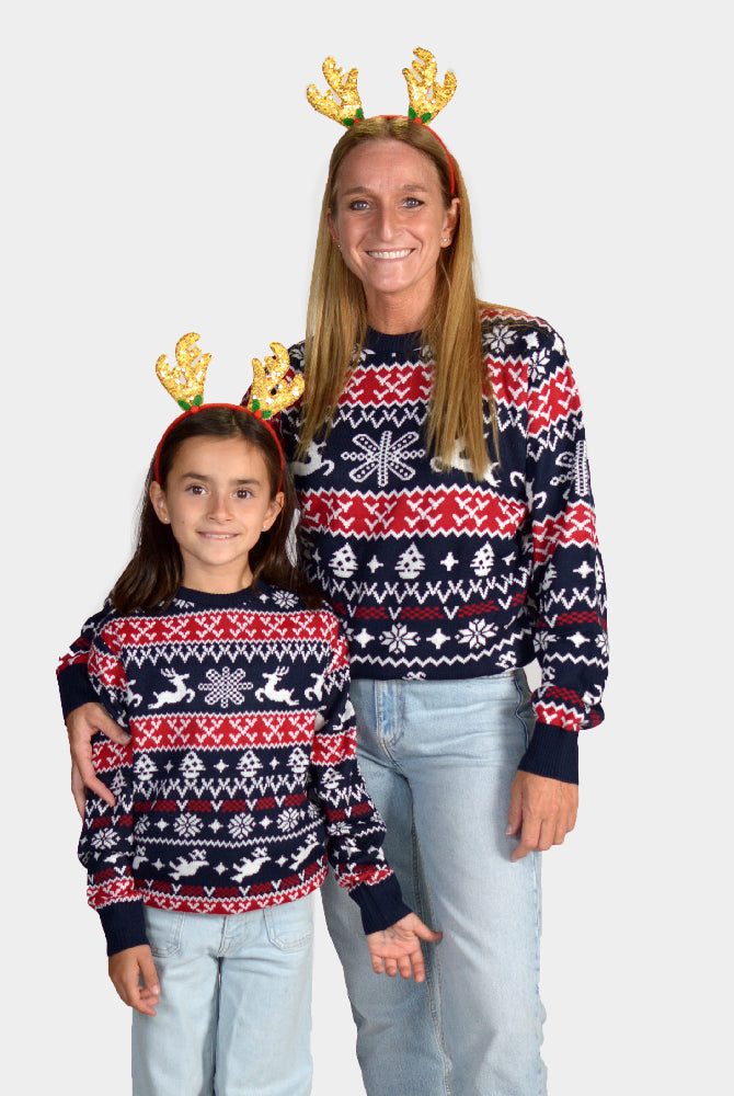 Pull de Noël pour Famille Rennes et Motifs de Noël