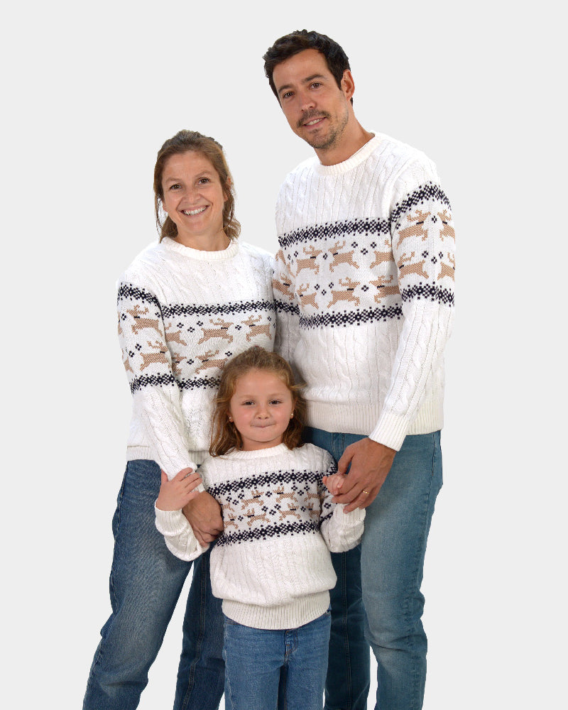 Pull de Noël pour Enfants Blanc Chic Alaska Famille