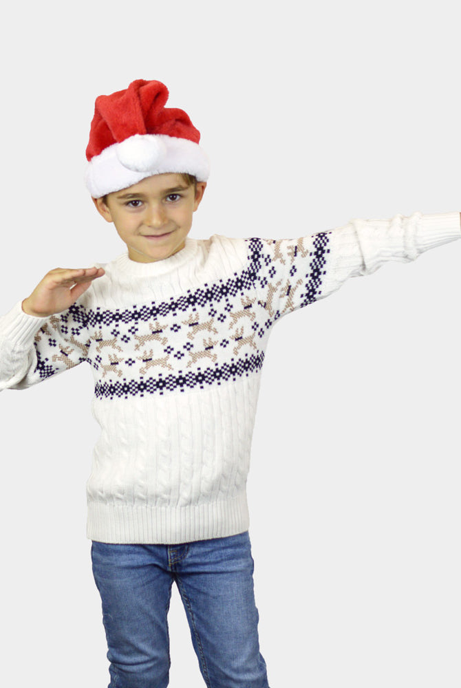 Pull de Noël pour Famille Blanc Chic Alaska enfants