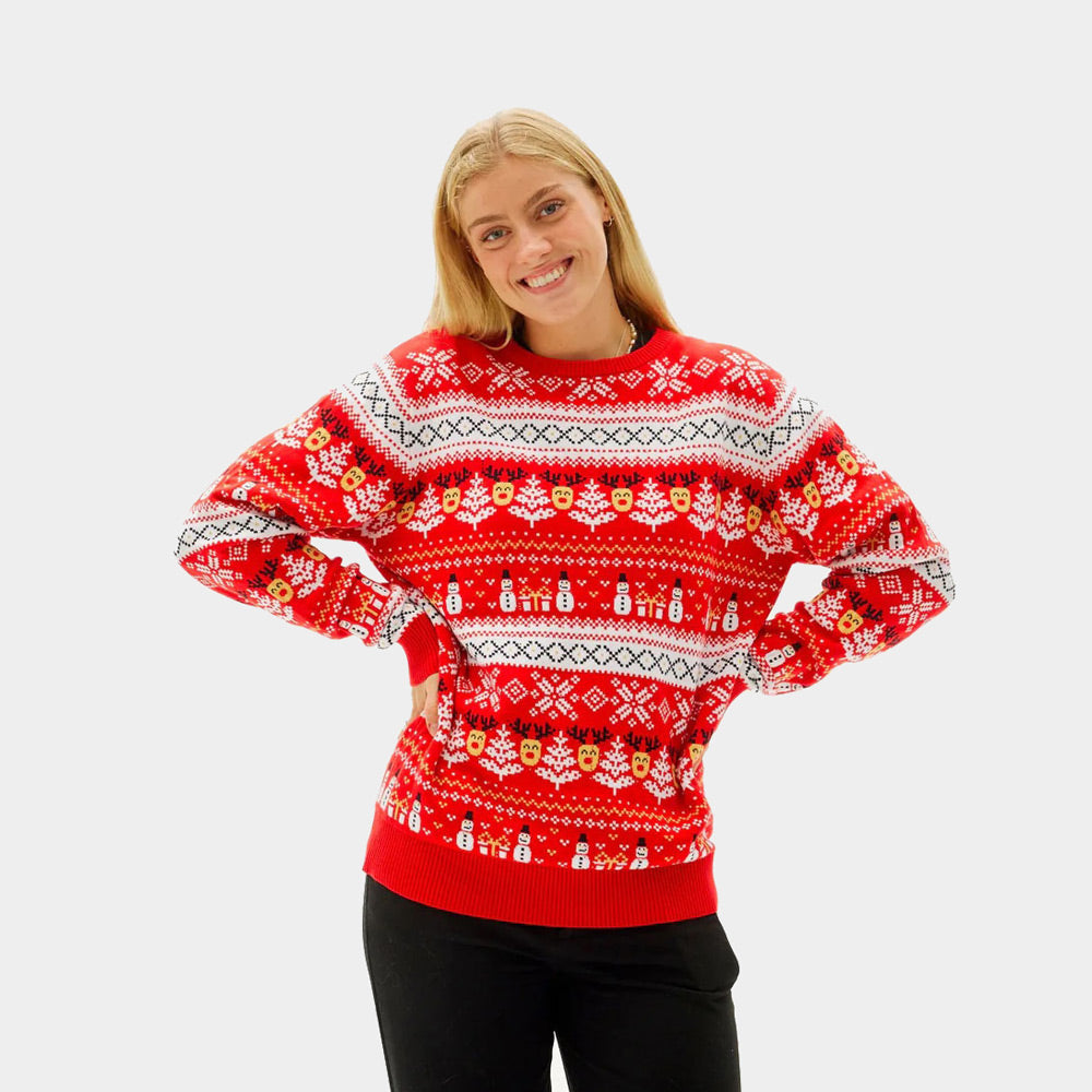 Migcaput Pull De Noël Famille – Tricot Chaud Renne Flocons Sapin – Sweater Festif Col Rond Manches Longues Pour Homme Femme Enfant – Ambiance Magique Hiver