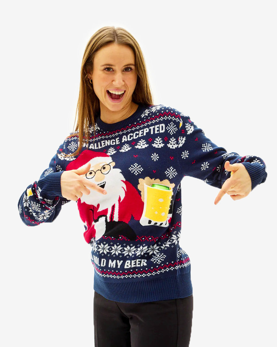 Pull de Noël Beer Pocket 3D femme
