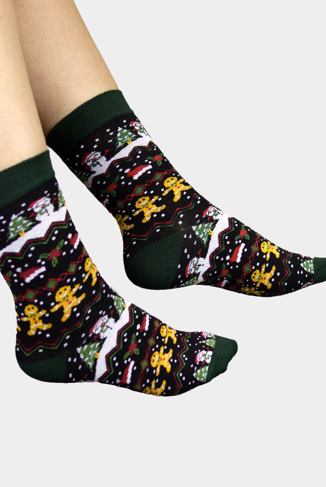 Chaussettes de Noël Verts avec Gingerbread