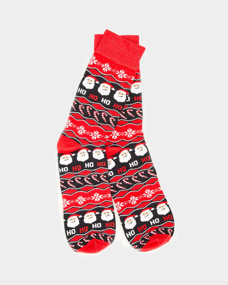 Chaussettes de Noël Unisexes Rouges Père Noël Ho Ho Ho