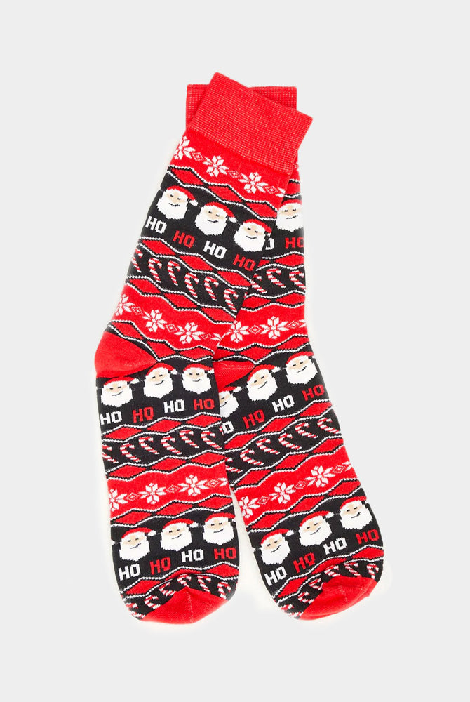 Chaussettes de Noël Unisexes Rouges Père Noël Ho Ho Ho
