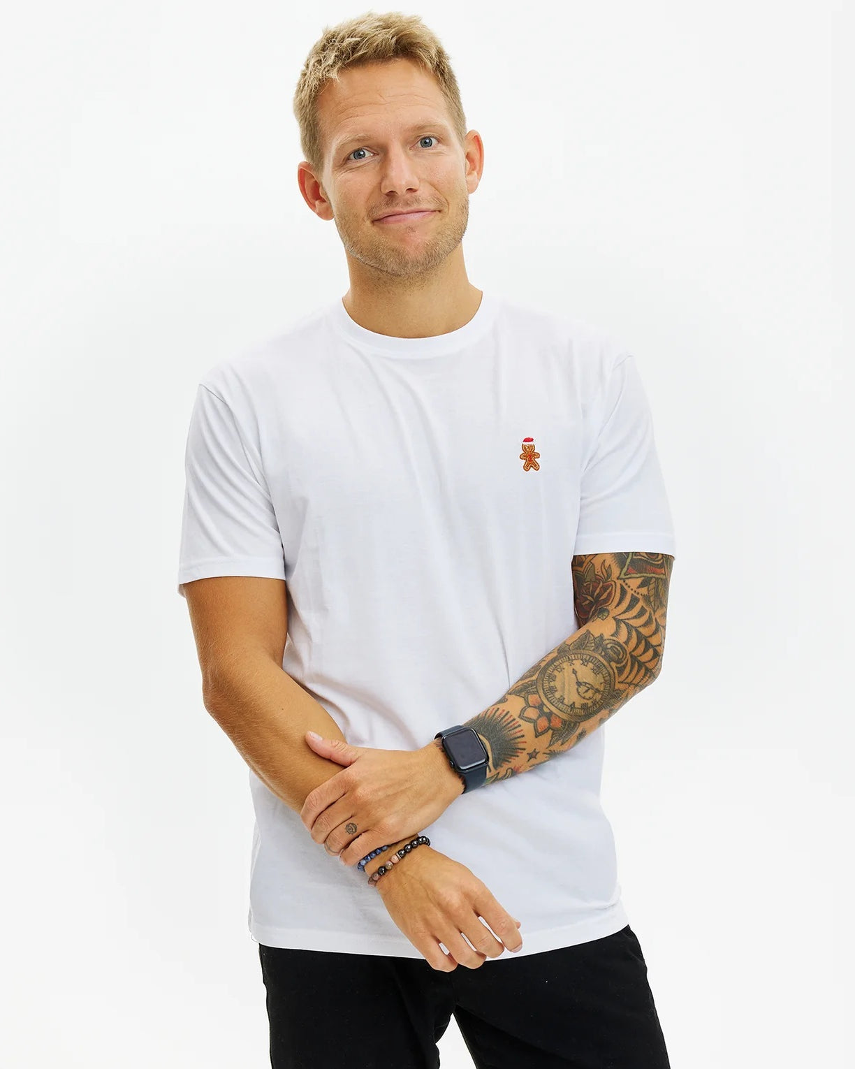 T-shirt de Noël pour Homme et Femme Blanc Bonshomme en pain d'épices