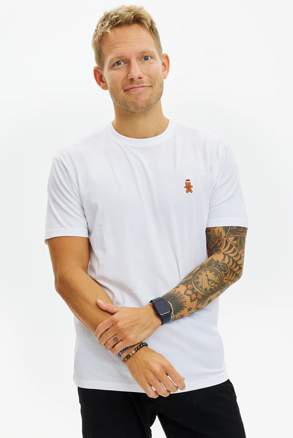 T-shirt de Noël pour Homme et Femme Blanc Bonshomme en pain d'épices