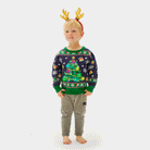Bleu Pull de Noël pour Enfants Lumineux LED avec Sapin de Noël
