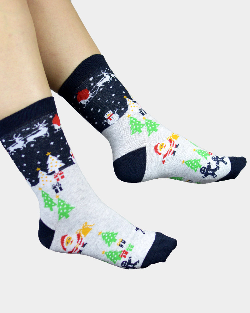 Chaussettes de Noël avec Bonhomme de neige et Sapins