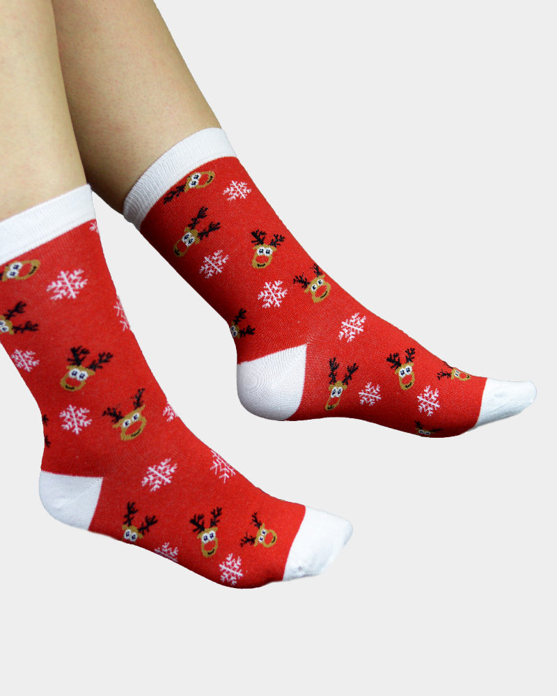 Chaussettes de Noël Rouges avec le Renne Rudolph