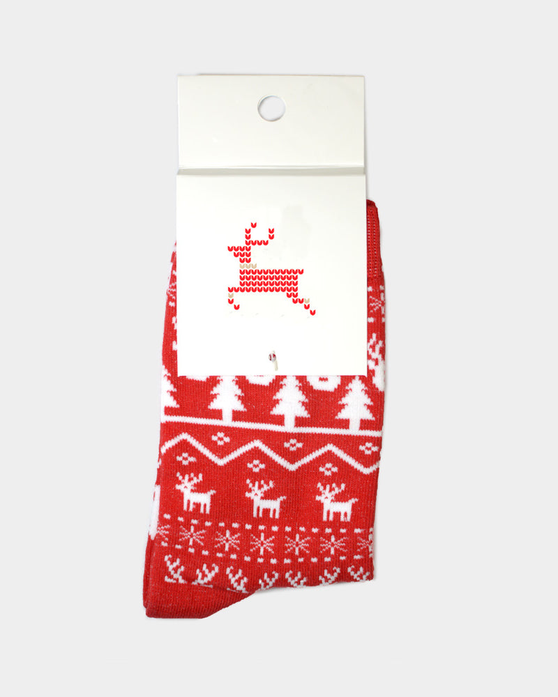 Chaussettes de Noël Unisexes Renne Rouge