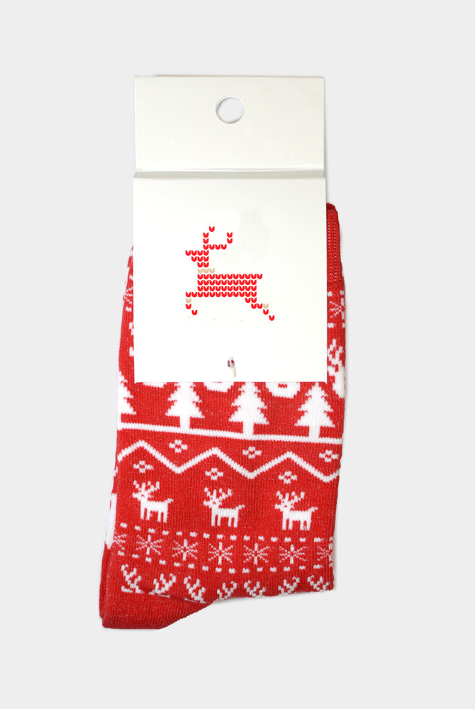 Chaussettes de Noël Unisexes Renne Rouge