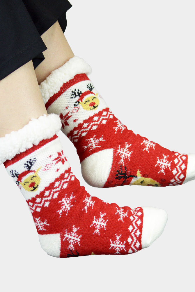 Chaussons Chaussettes de Noël Renne avec Bonnet