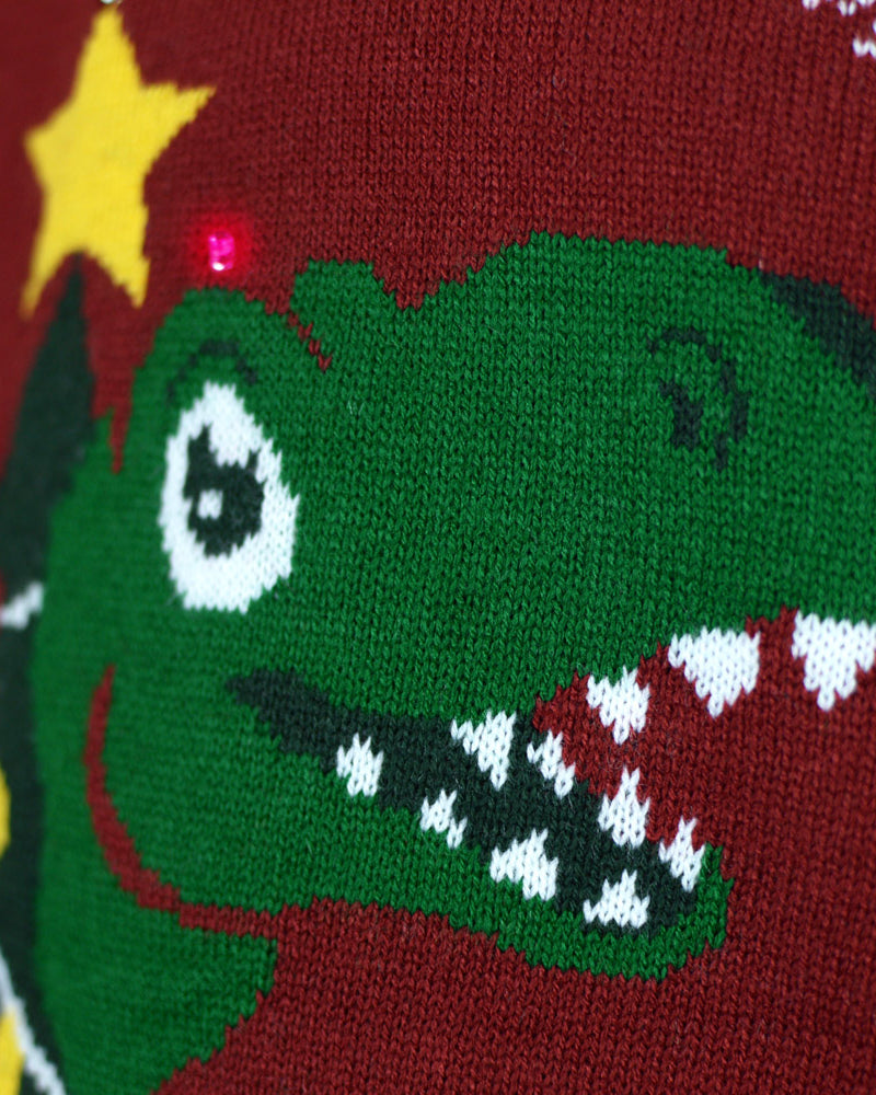 Christmas Tree-Rex Pull de Noël pour Famille Lumineux LED