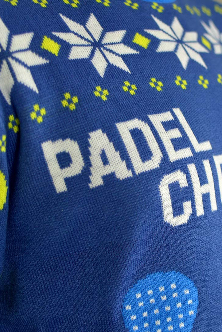 Pull de Noël pour Couple Bleu Padel Christmas detail