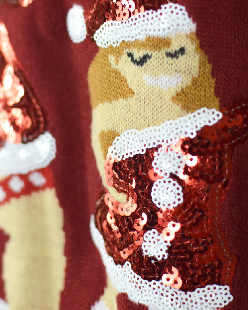 detail Pull de Noël pour Couple Jingle Ladies Sequins