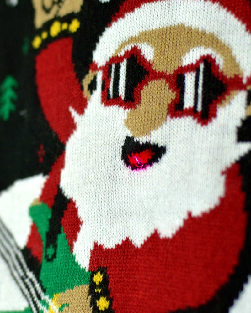 Pull de Noël pour Couple Lumineux LED Père Noël Rocker detail