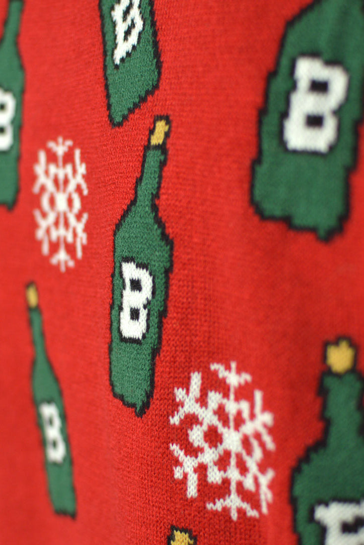 detail Pull de Noël pour Couple Renne avec Ouvreur de Bière