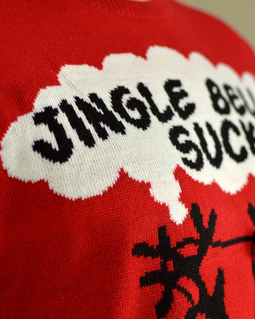 detail Pull de Noël pour Couple Rouge Jingle Bells Suck Grelots 3D