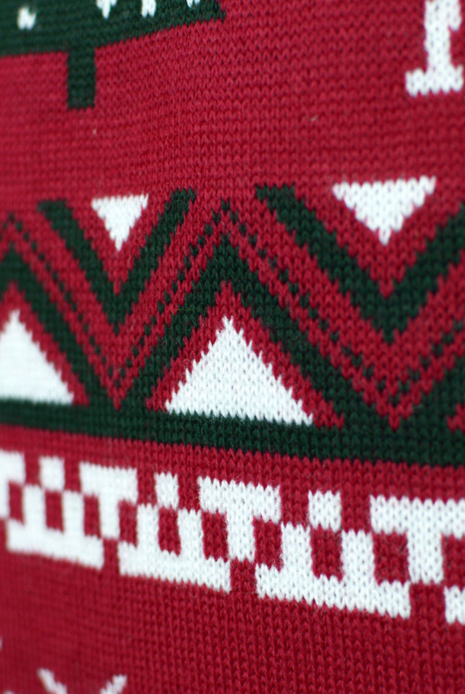 Pull de Noël pour Homme Rouge avec Sapins de Noël et Rennes detail
