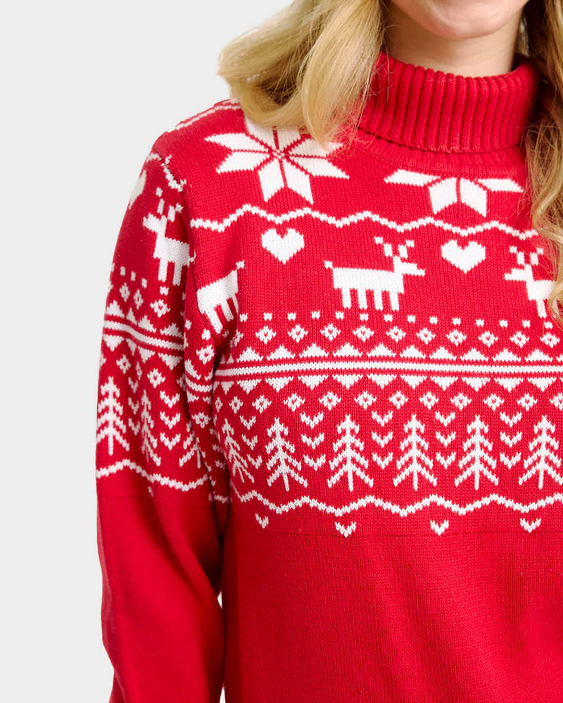 Greenlandish Pull de Noël pour Femme à Col Roulé en Coton Bio