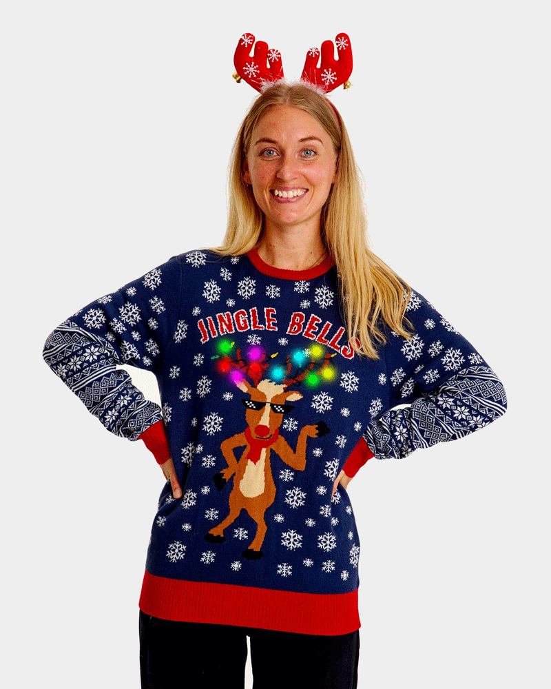 Pull de Noël pour Couple Lumineux LED Jingle Bells femme
