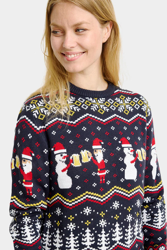 femme Pull de Noël pour Couple Toast Père Noël