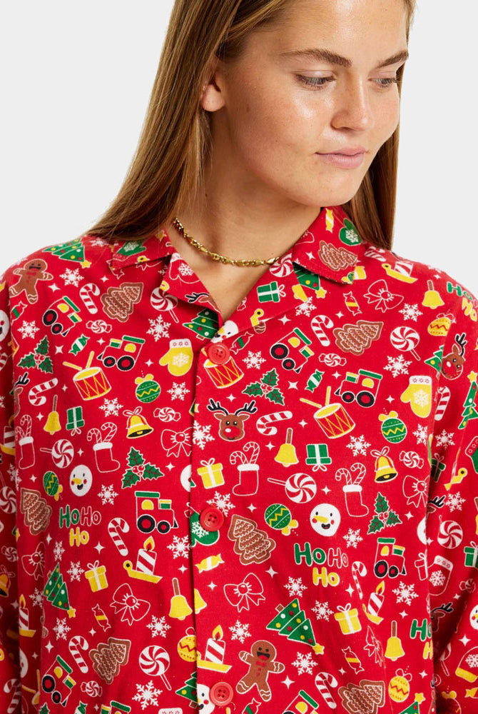 Pyjama de Noël Femme Adultes Unisexe Rouge Motifs de Noël