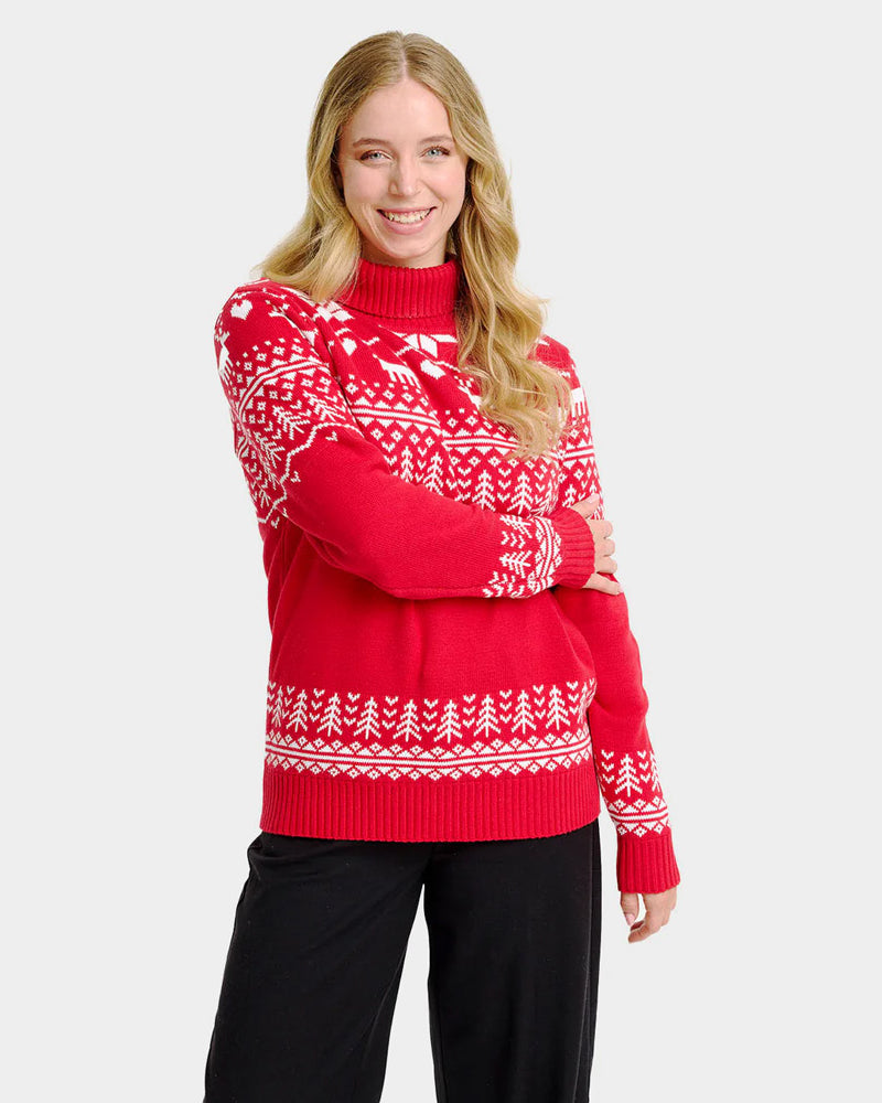 Pull de Noël Femme à Col Roulé Greenlandish en Coton Bio