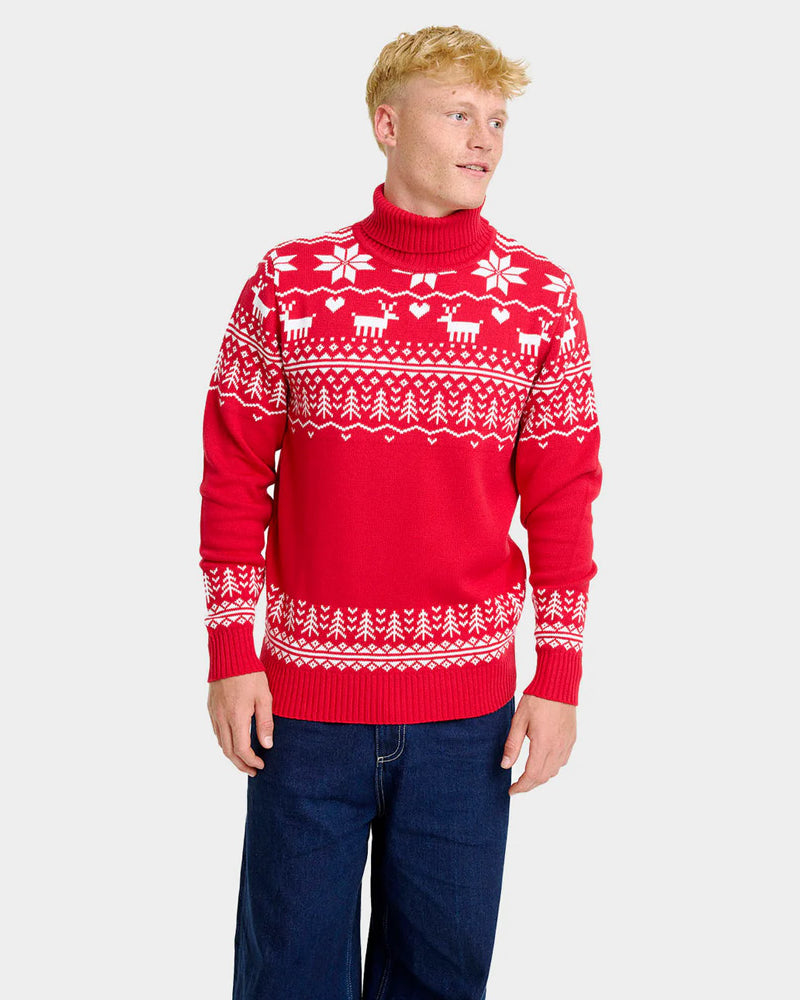 Greenlandish Pull de Noël pour Homme à Col Roulé en Coton Bio