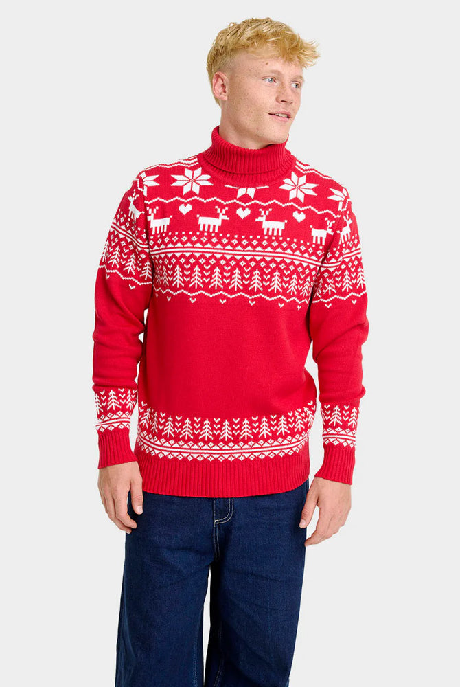 Greenlandish Pull de Noël pour Homme à Col Roulé en Coton Bio