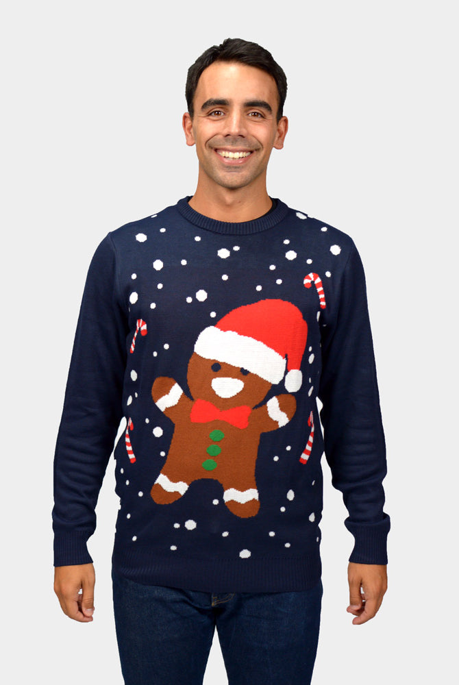 Bleu Gingerbread Pull de Noël pour Homme