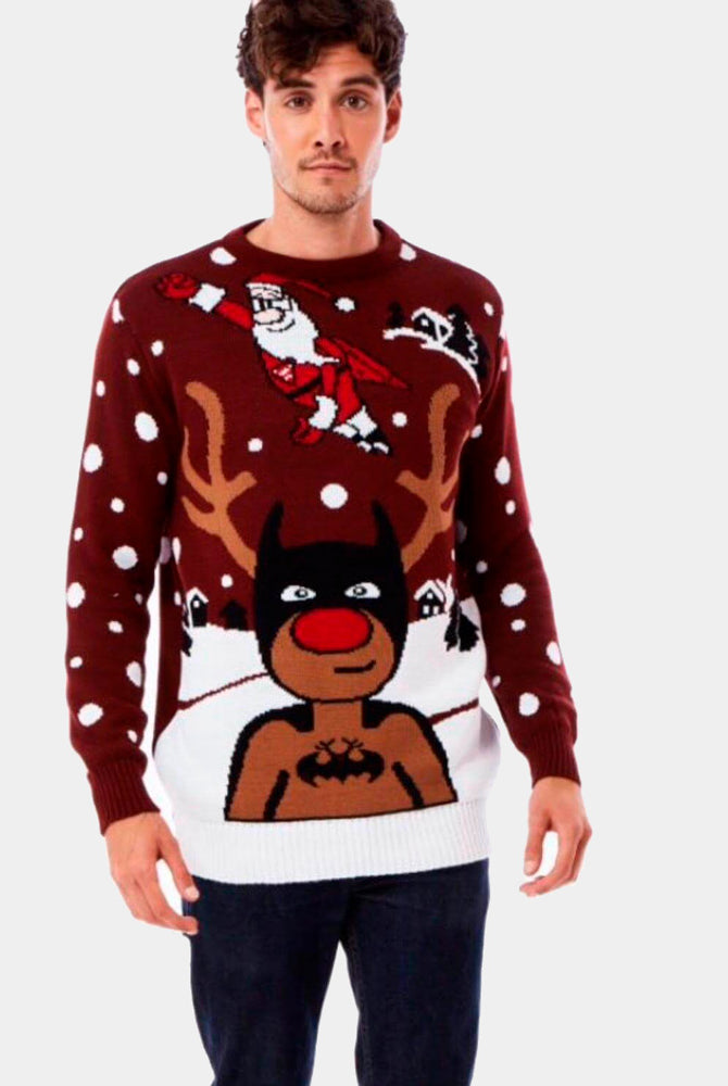 homme Pull de Noël pour Couple Renne Batman Père Noël Superman
