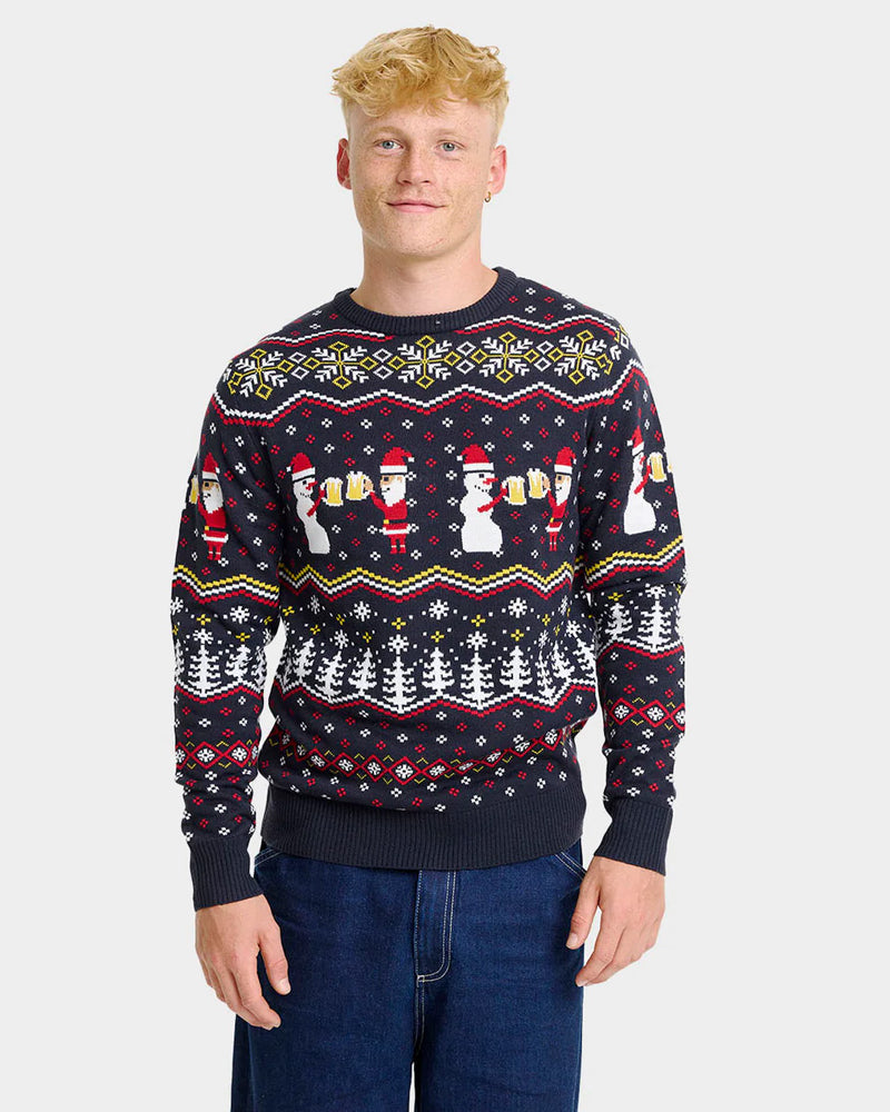 Homme Pull de Noël pour Couple Toast Père Noël