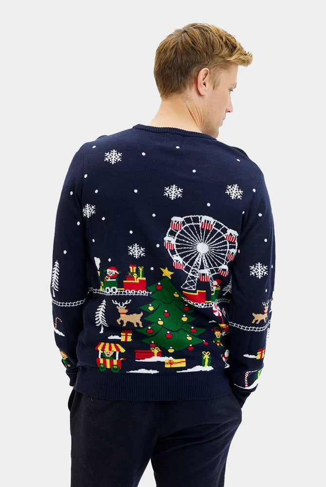 Pull de Noël Lumineux LED Marché de Noël pour Homme