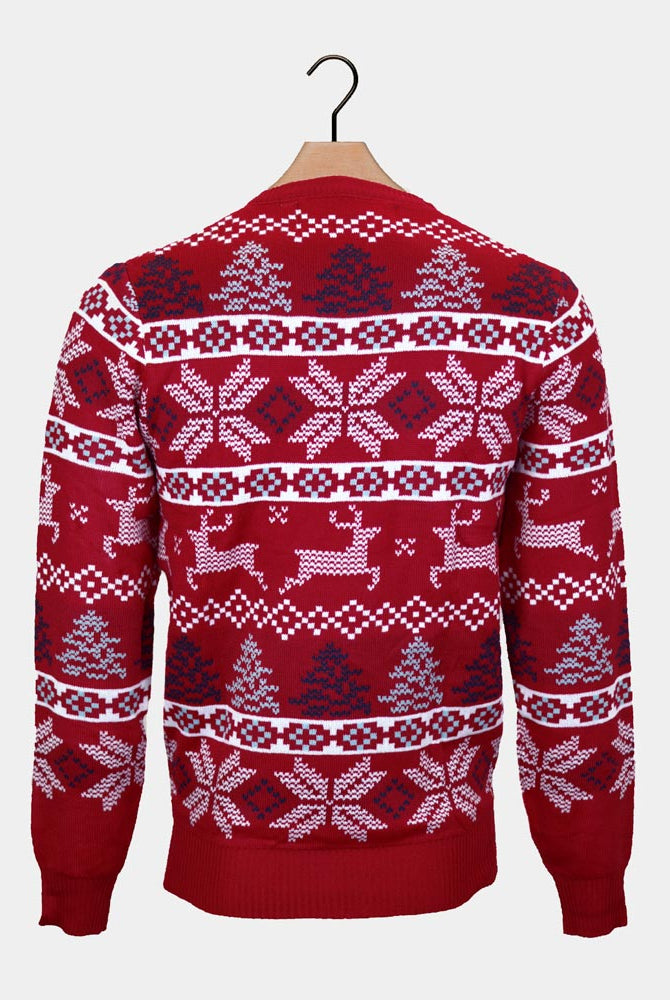 Étoiles Polaires Pull de Noël pour Homme Rouge Classique