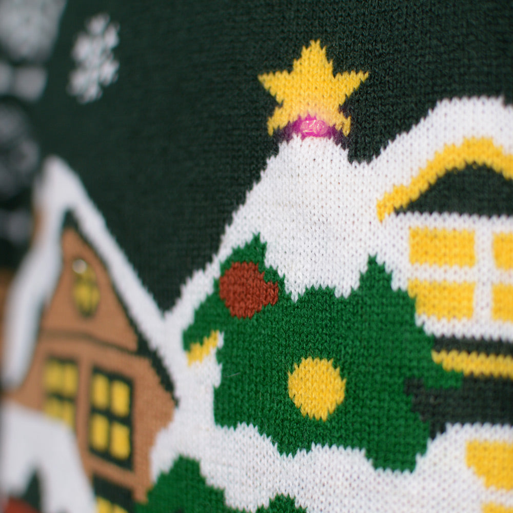 Lumineux LED Pull de Noël pour Couple Santa is Coming to Town