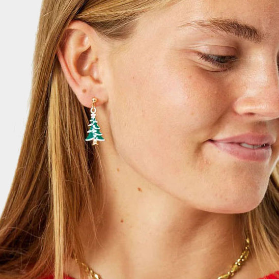 Boucles d'oreilles de Noël Sapin de Noël femme