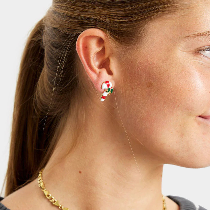 Boucles d'oreilles de Noël Canne de Noël