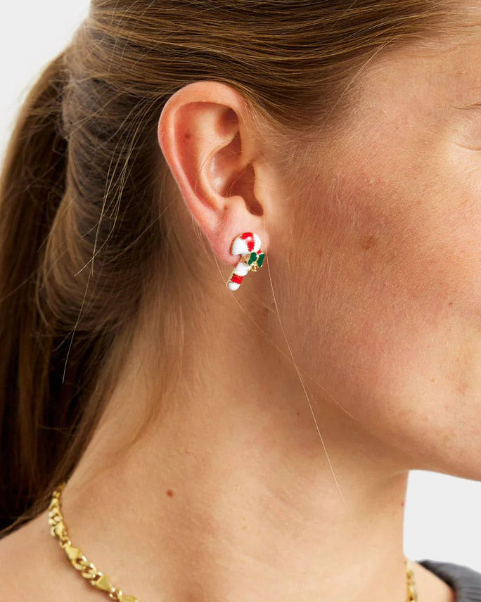 Boucles d'oreilles de Noël Canne de Noël