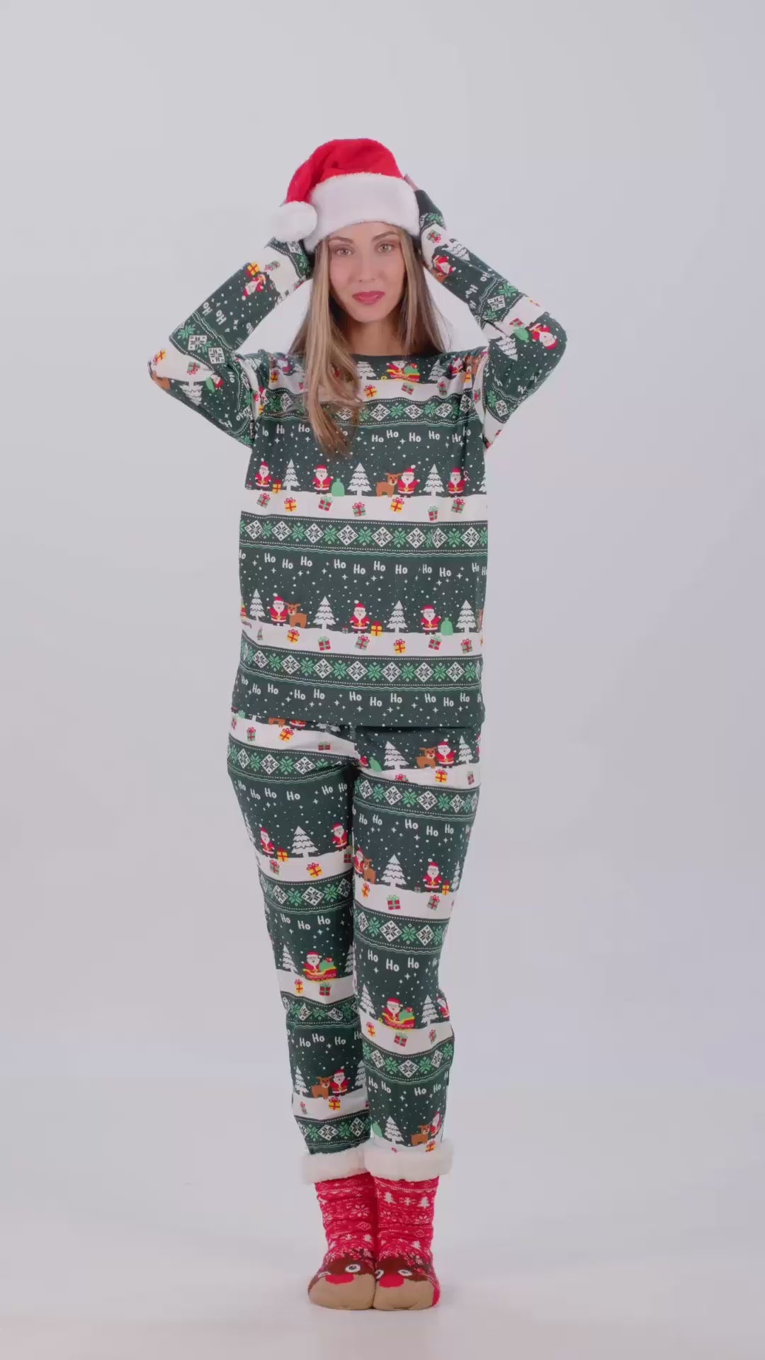 Pyjama de Noël Unisexe pour Adultes Vert "Jolly Christmas"