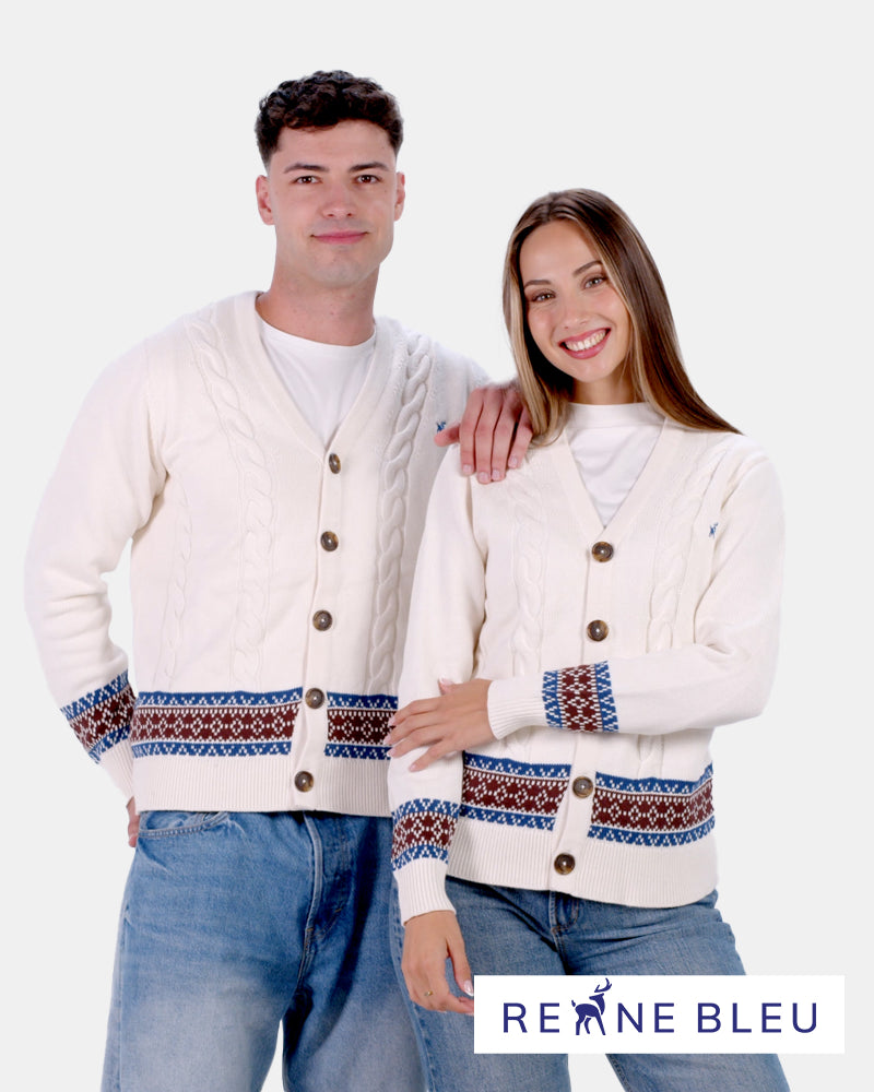 Pull pour Couple Cardigan Renne en Coton Bio