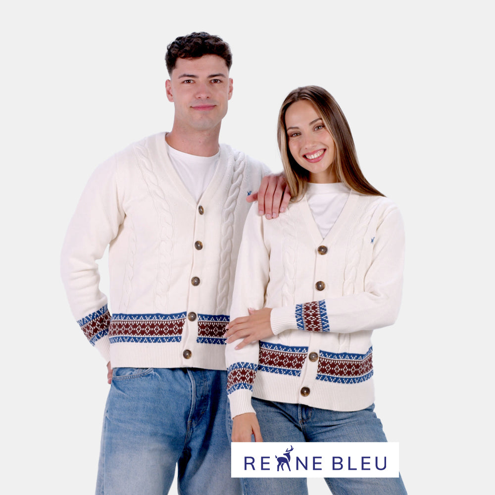 Pull pour Couple Cardigan Renne en Coton Bio