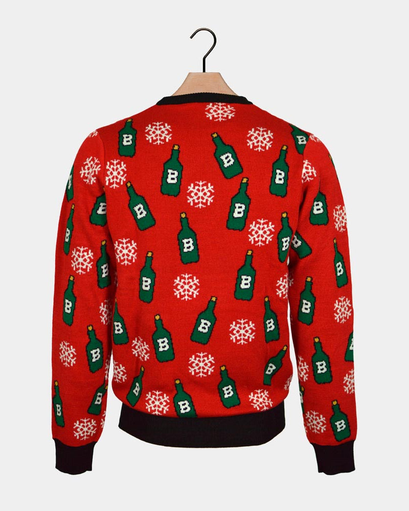 3D Pull de Noël pour Homme Renne avec Ouvreur de Bière