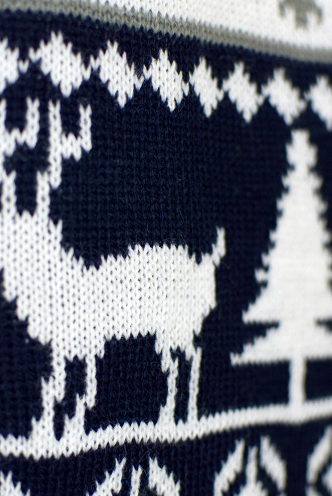 Pull de Noël Bandes Famille avec Rennes et Sapins