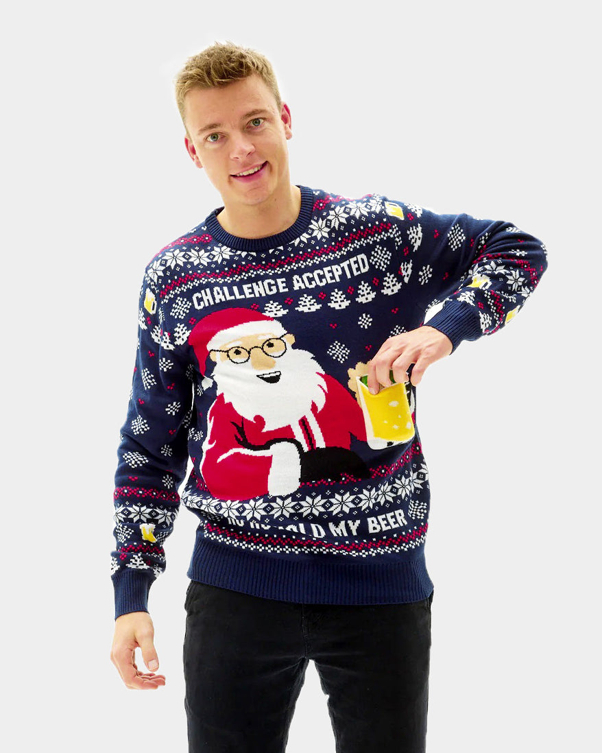 3D Pull de Noël pour Homme Beer Pocket
