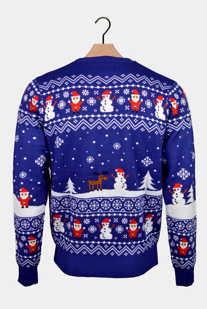Pull de Noël Couple Bleu Let is Snow